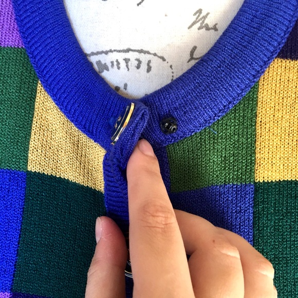 Women’s vintage Ani Knits checkered button up sweater - Picture 11 of 16